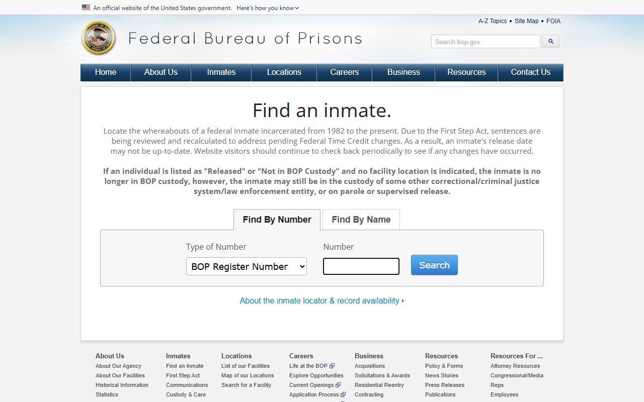 Woods County inmate population federal BOP inmate locator search