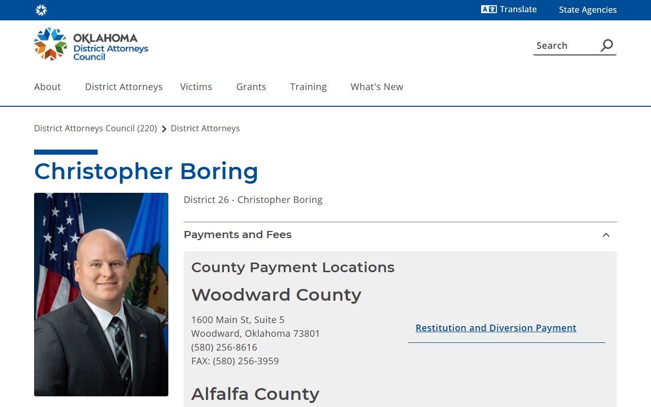 Woods County court records after jail arrest District Attorney District 26 listing