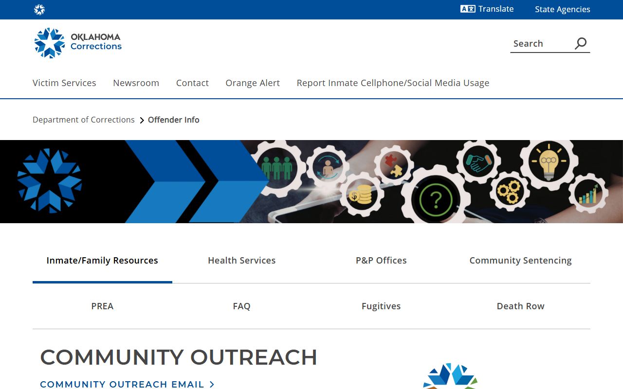 Woods County inmate records ODOC offender information page