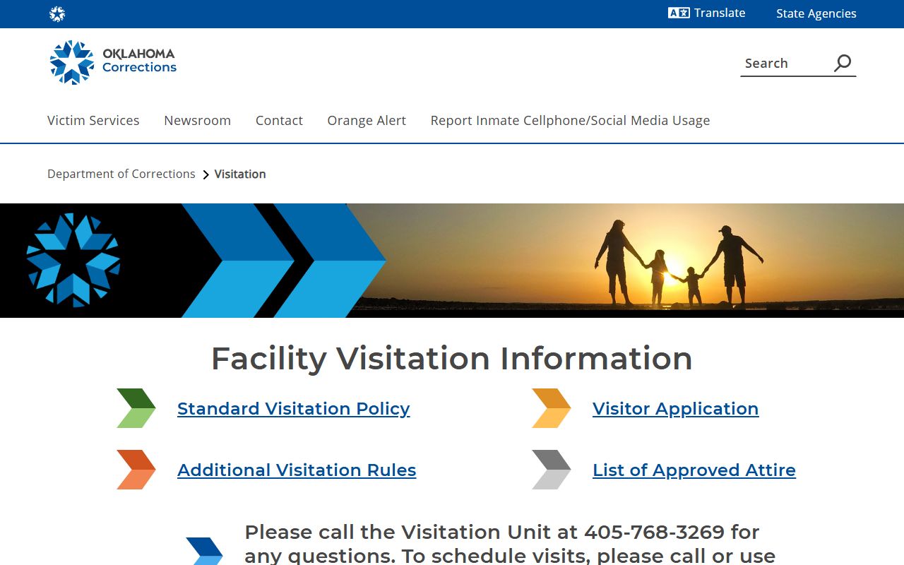 ODOC visitation rules for Bill Johnson Correctional Center inmate visits