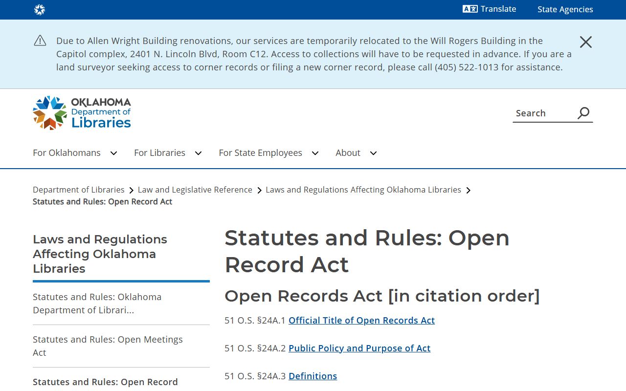 Woods County jail mugshots Oklahoma Open Records Act law enforcement records